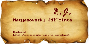 Matyasovszky Jácinta névjegykártya